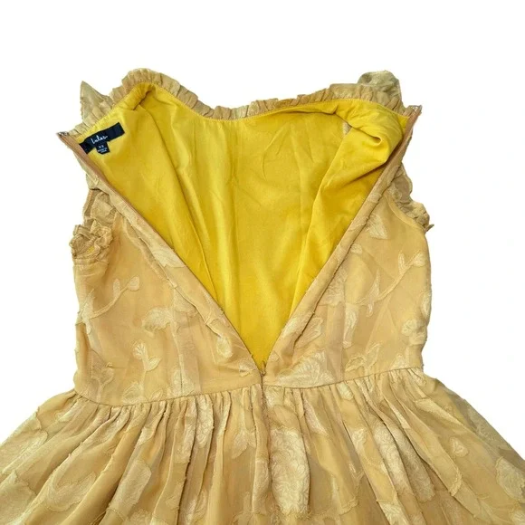 Lulus Women's XS Yellow Floral Ruffle Sleeveless Mini Dress - Picture 9 of 12